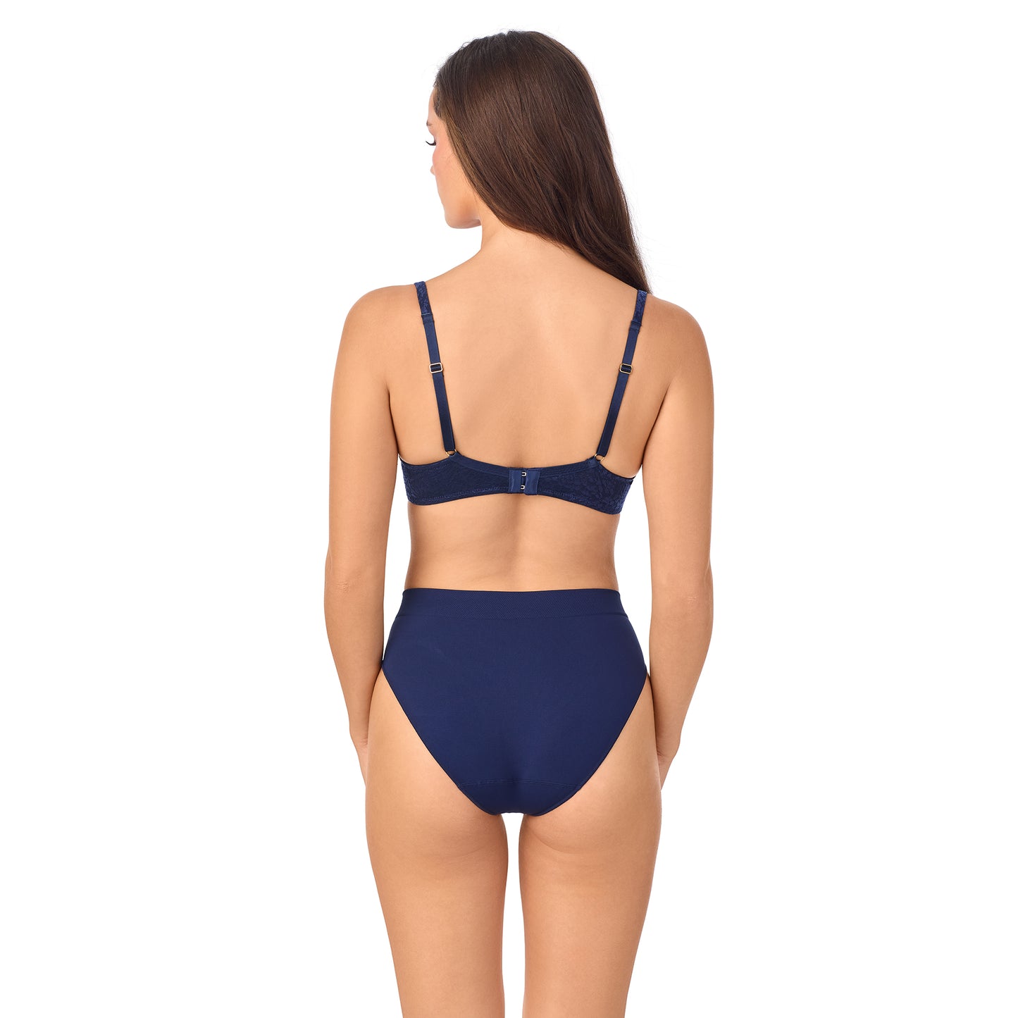 A lady wearing Safari T Shirt Bra in True Navy