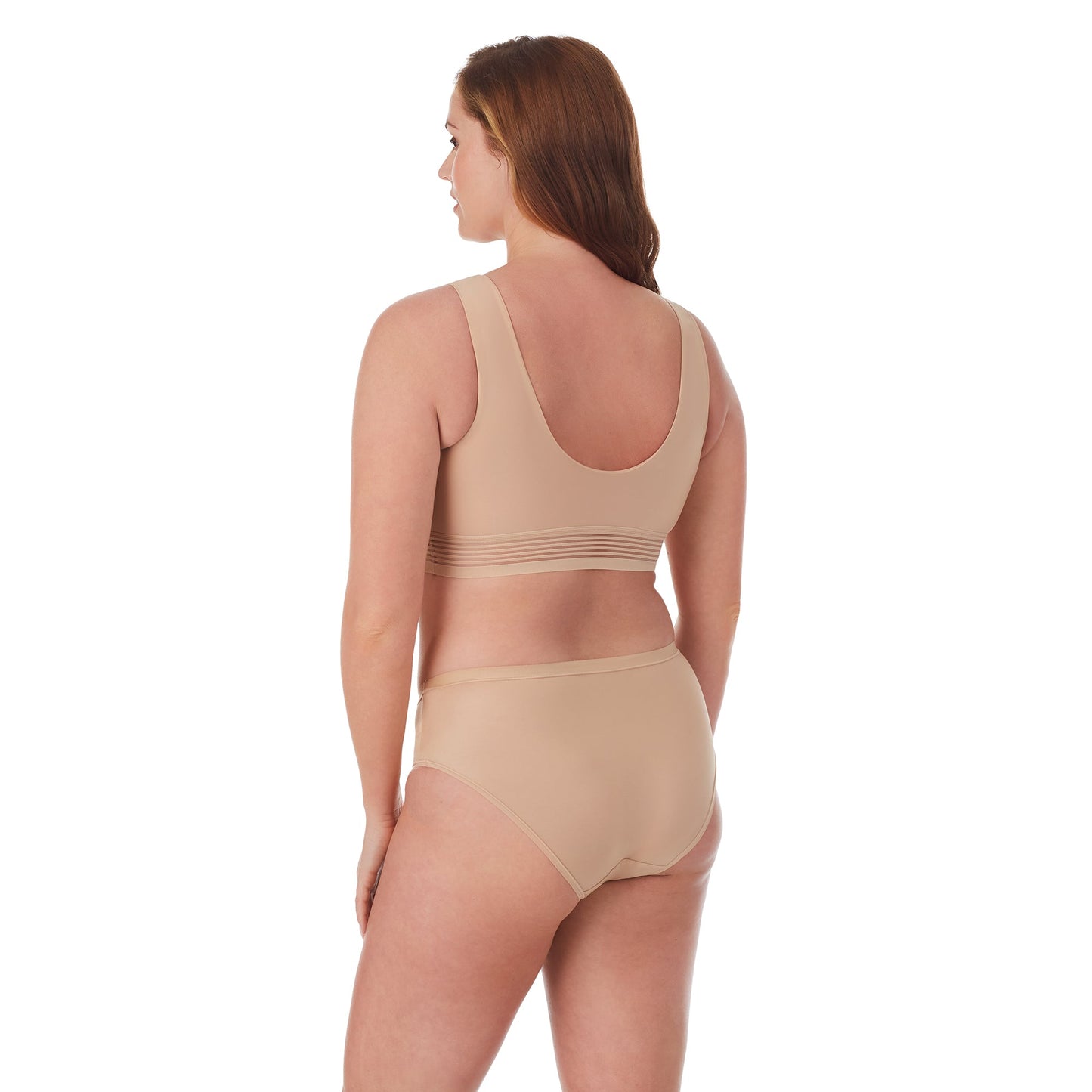 A lady wearing Second Skin Bralette in Natural