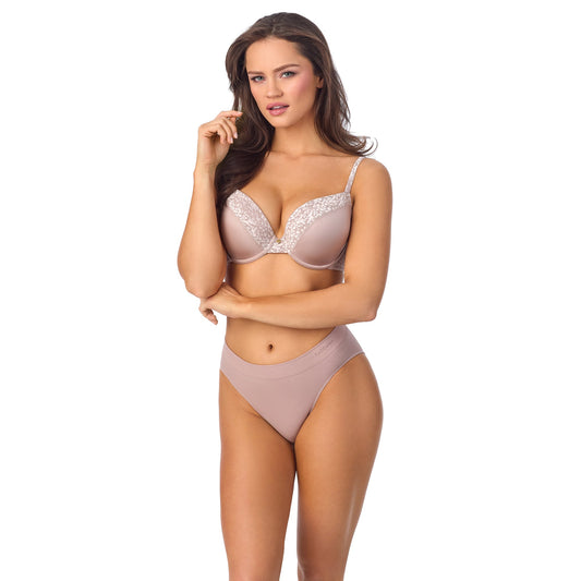 A lady wearing Safari T Shirt Bra Mink