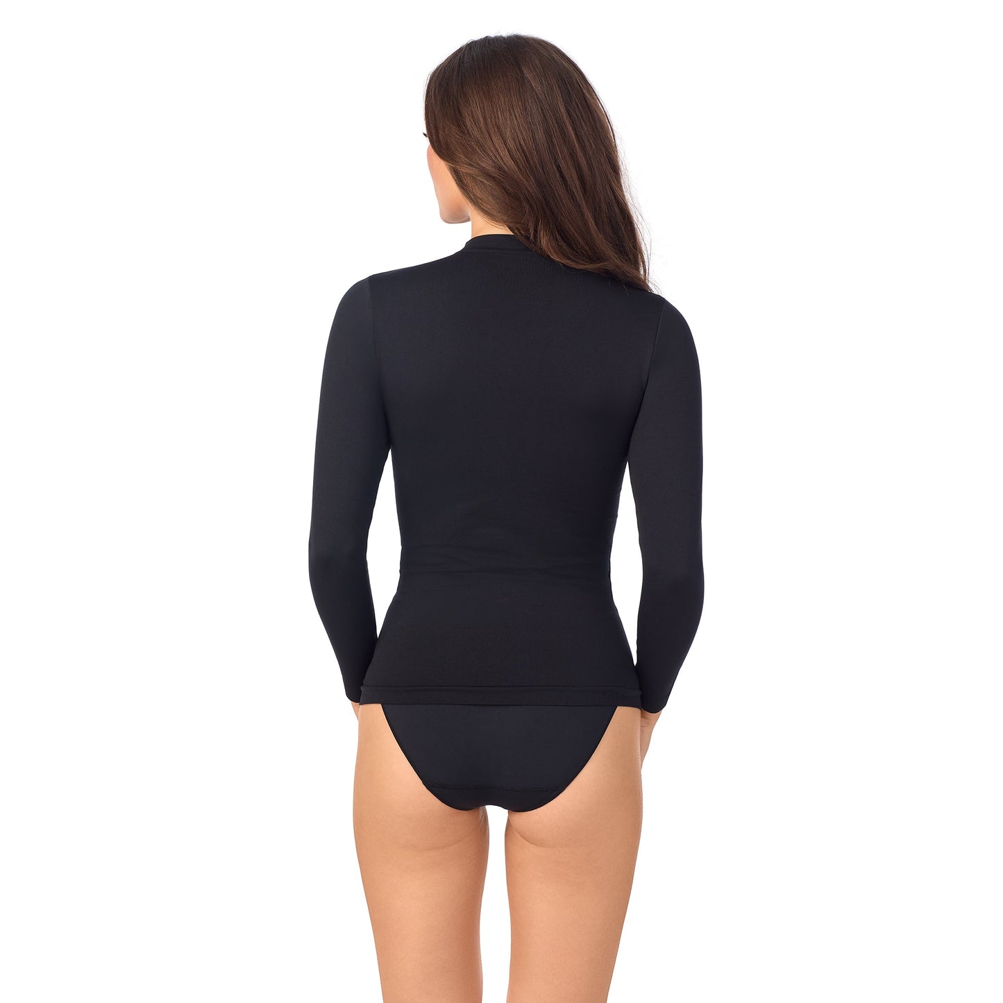 A lady wearing Seamless Comfort Long Sleeve in Black