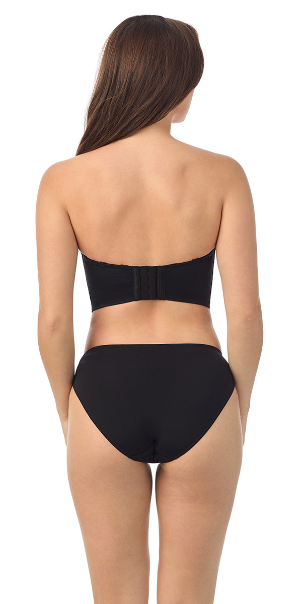 A lady wearing Black Lace Allure Bustier
