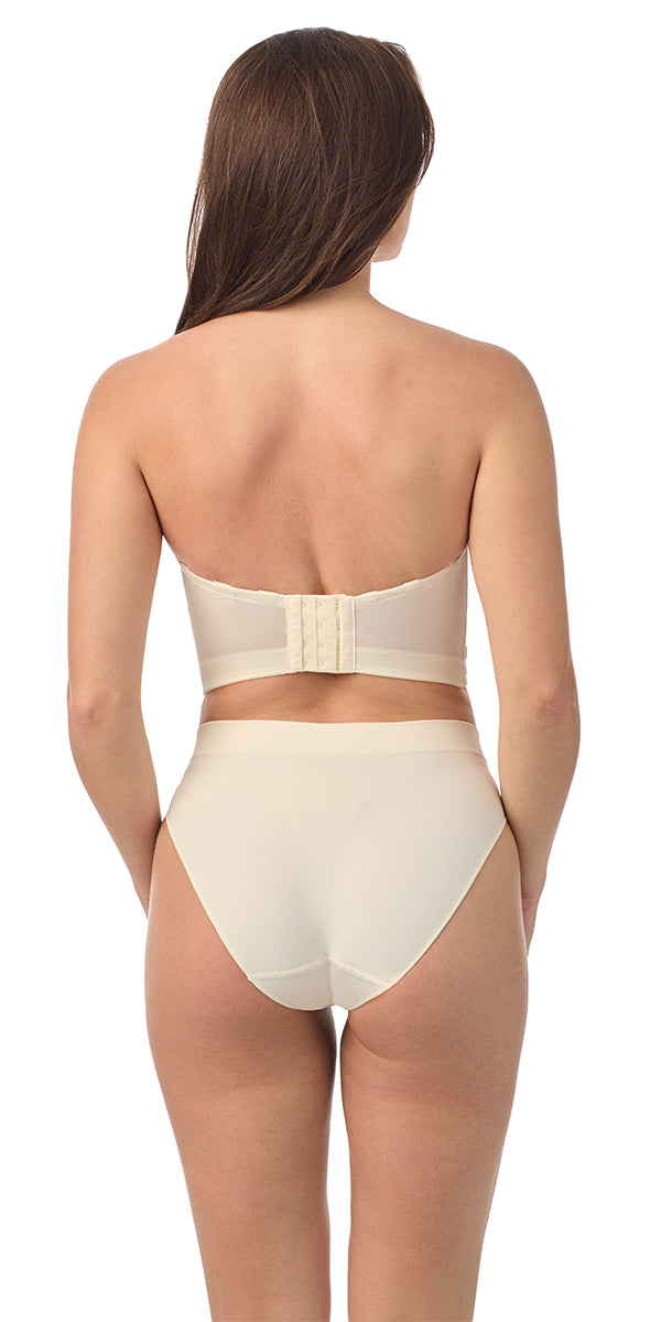 A lady wearing white Lace Allure Bustier