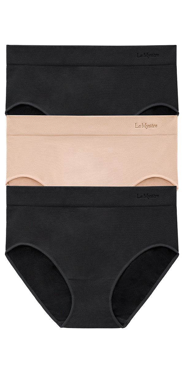 Seamless Comfort Brief 3 Pack - Black Black Natural