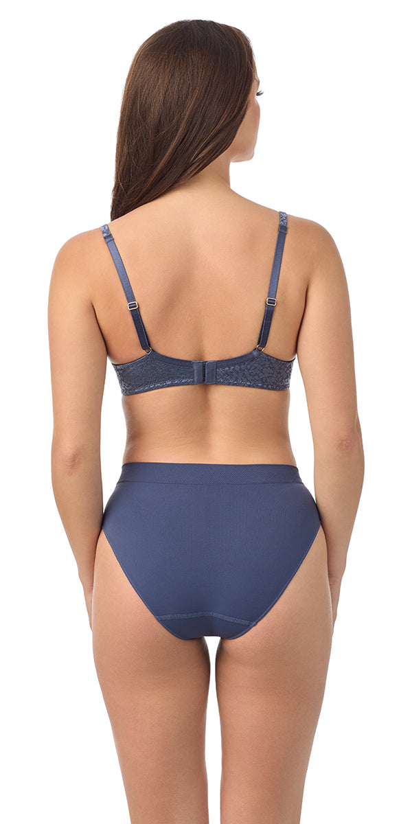 A lady wearing Blue Safari T Shirt Bra