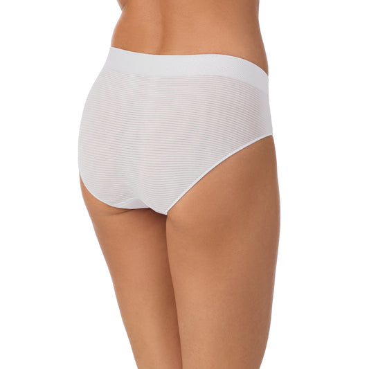 A lady wearing Seamless Comfort Hipster - Shimmer Stripe back view