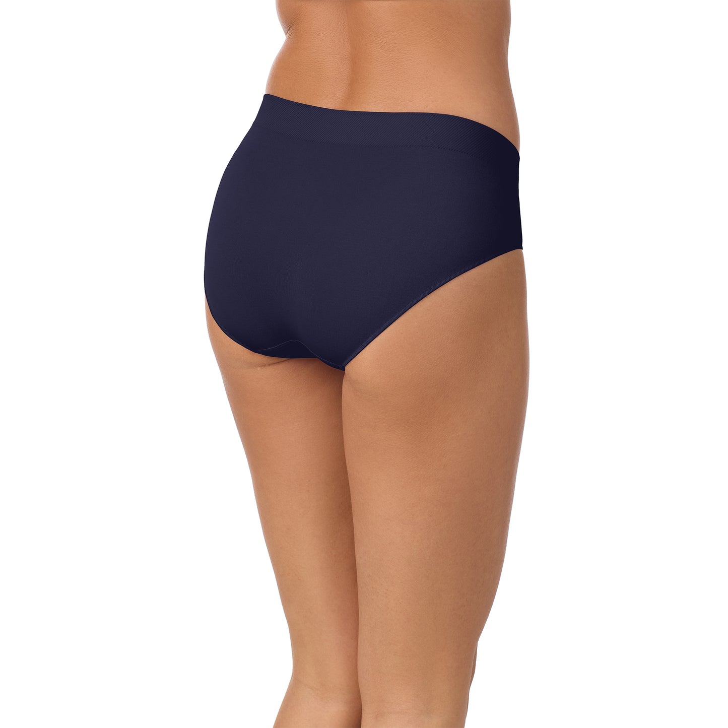 A lady wearing Seamless Comfort Hipster - Dark Cobalt back view
