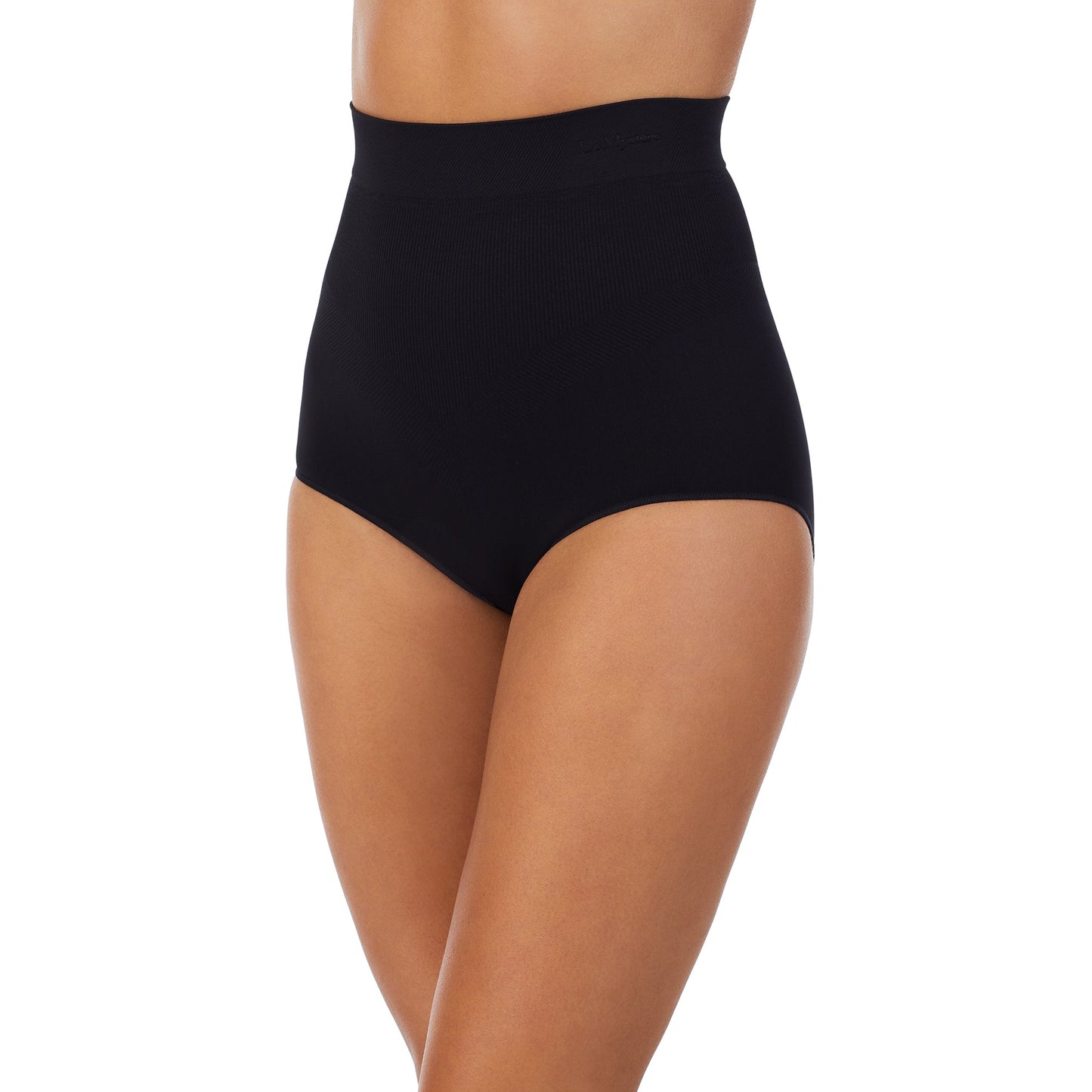 A lady wearing Seamless Comfort High Waist Brief in Black