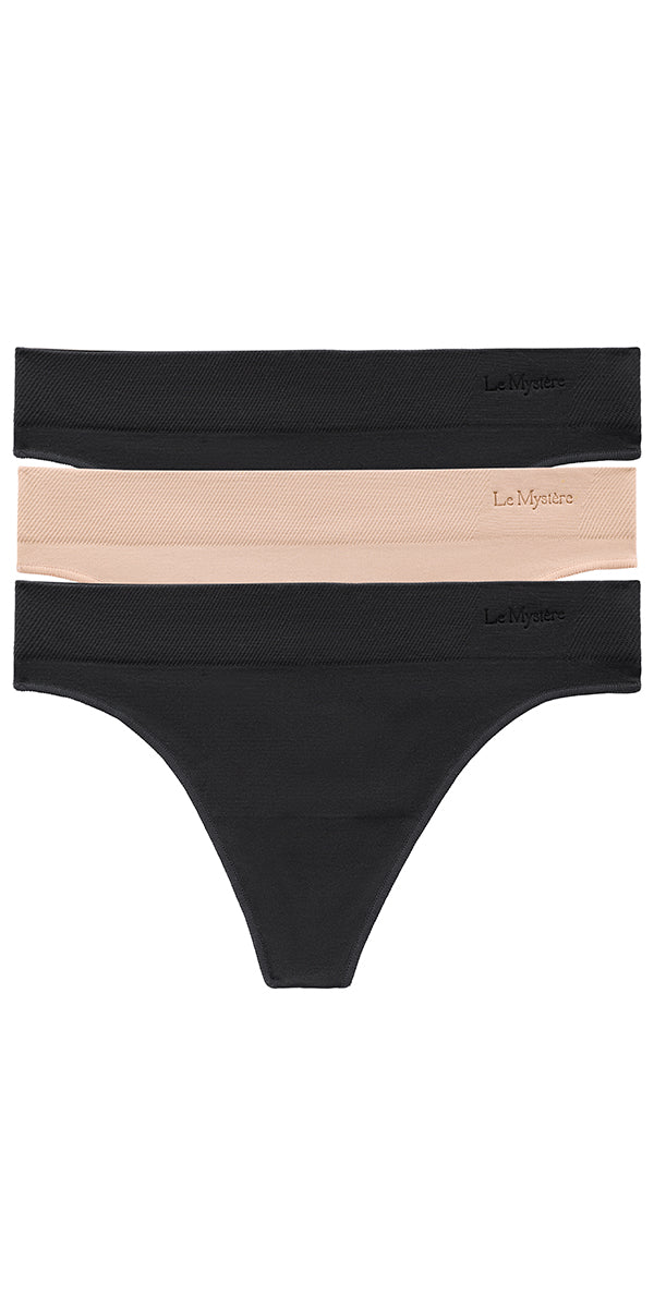 Seamless Comfort Thong 3 Pack - Black Black Natural