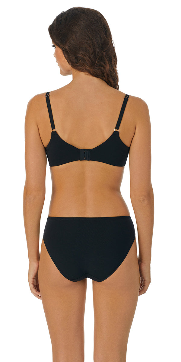 A lady wearing black Cotton Touch Uplift