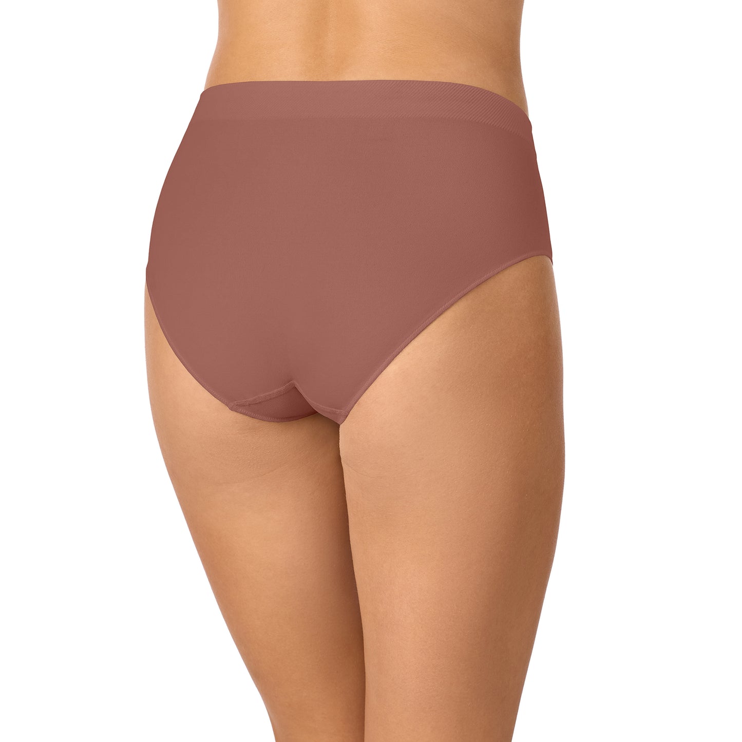 A Lady Wearing Seamless Comfort Brief - Hazelnut Back view