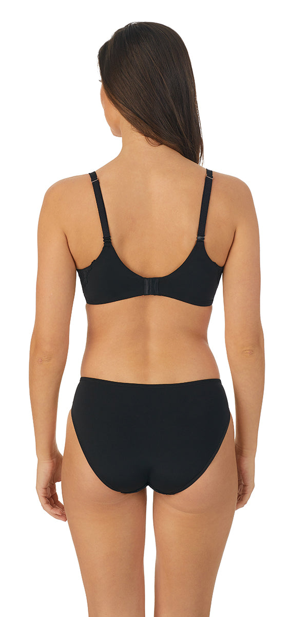 A lady wearing black Lace Allure Soft Contour