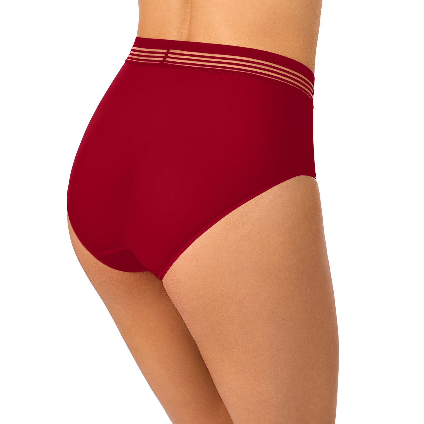 A lady wearing Second Skin Brief - Pomegranate back view