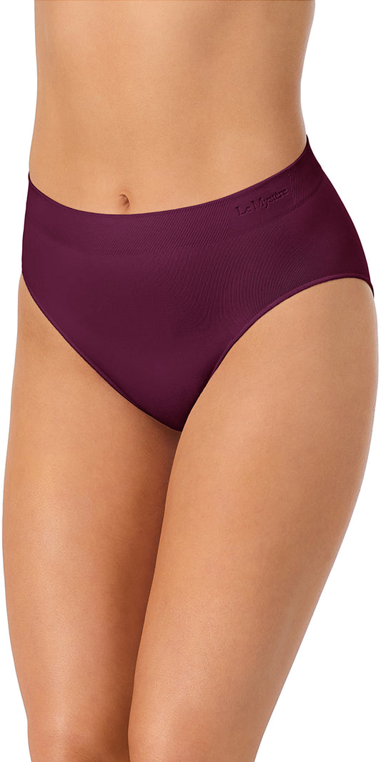 A lady wearing blackberry Seamless Comfort Hi Cut