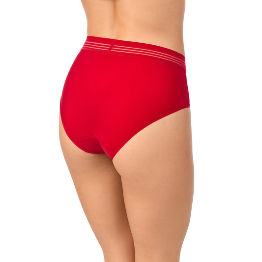 A lady wearing Second Skin Brief in Crimson
