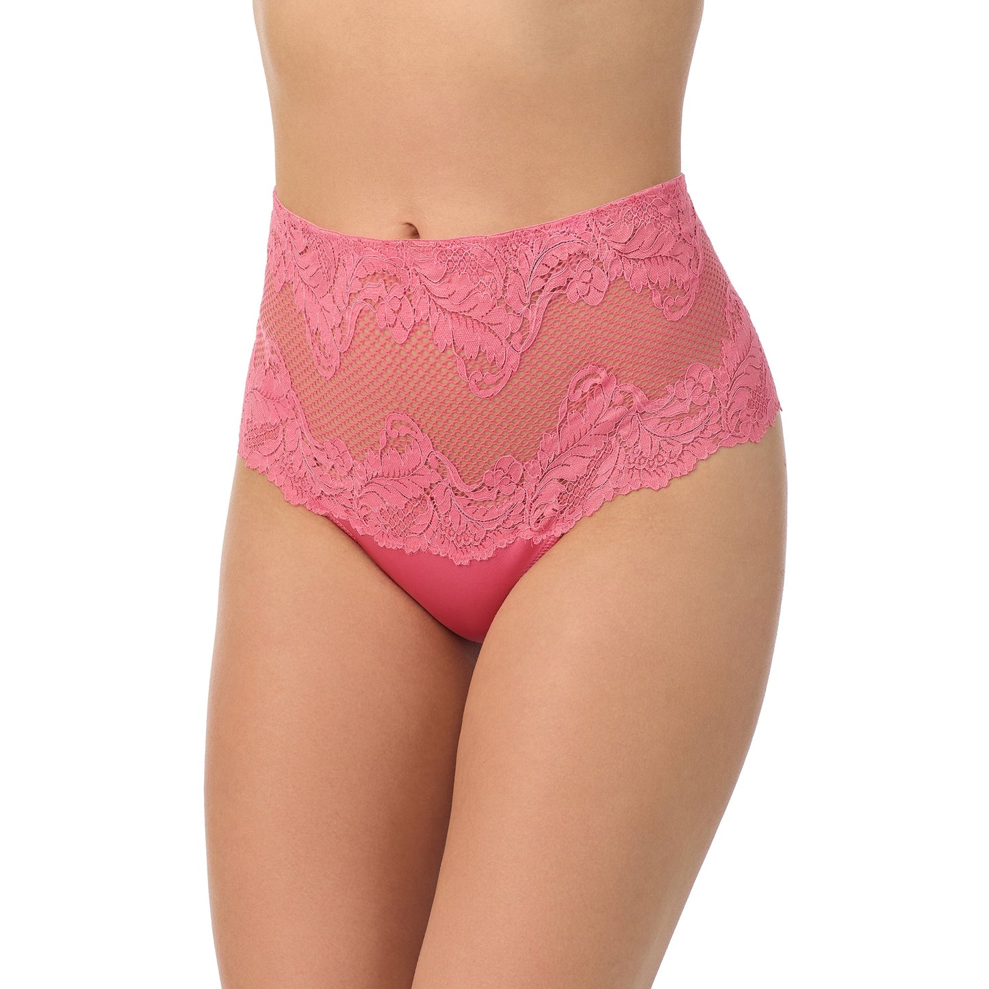A lady wearing Lace Allure High Waist Thong Blossom