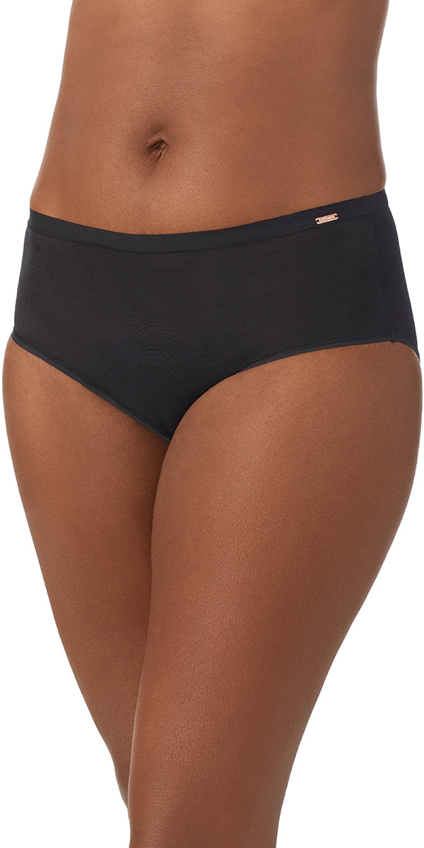 A lady wearing black Shimmer Mesh Brief