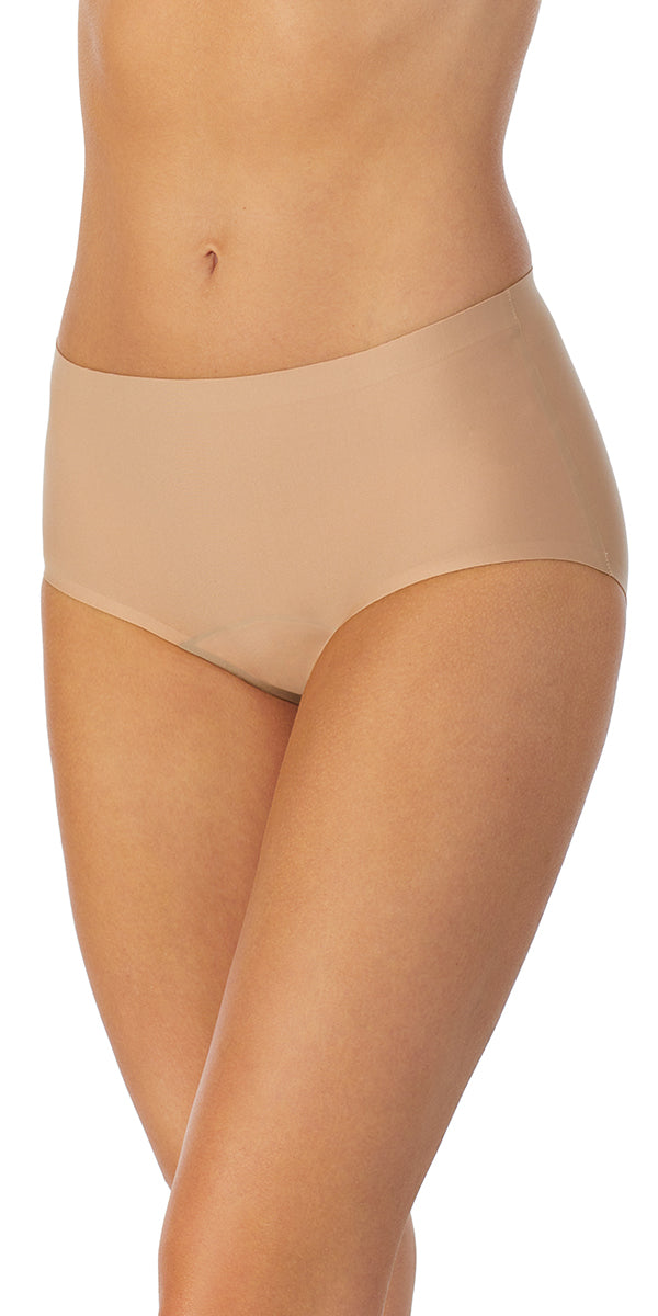 A lady wearing natural Smooth Shape Leak Resistant Boyshort