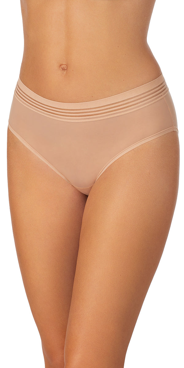 A lady wearing a natural second skin hipster.