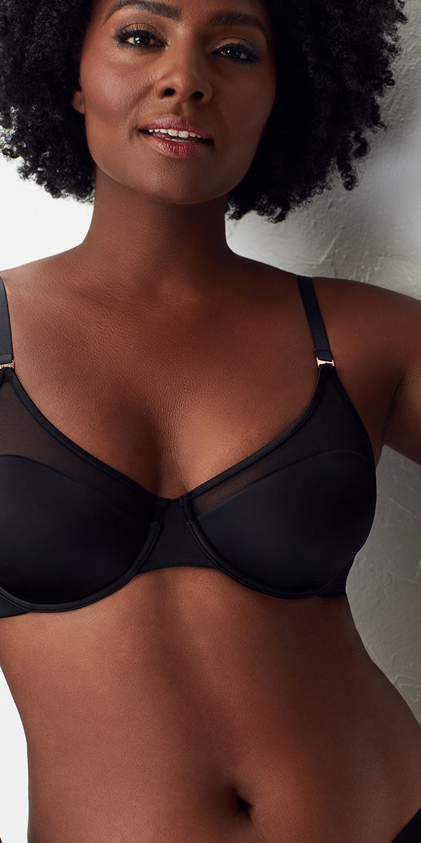 Unlined Cushioned Wire Bra - Black