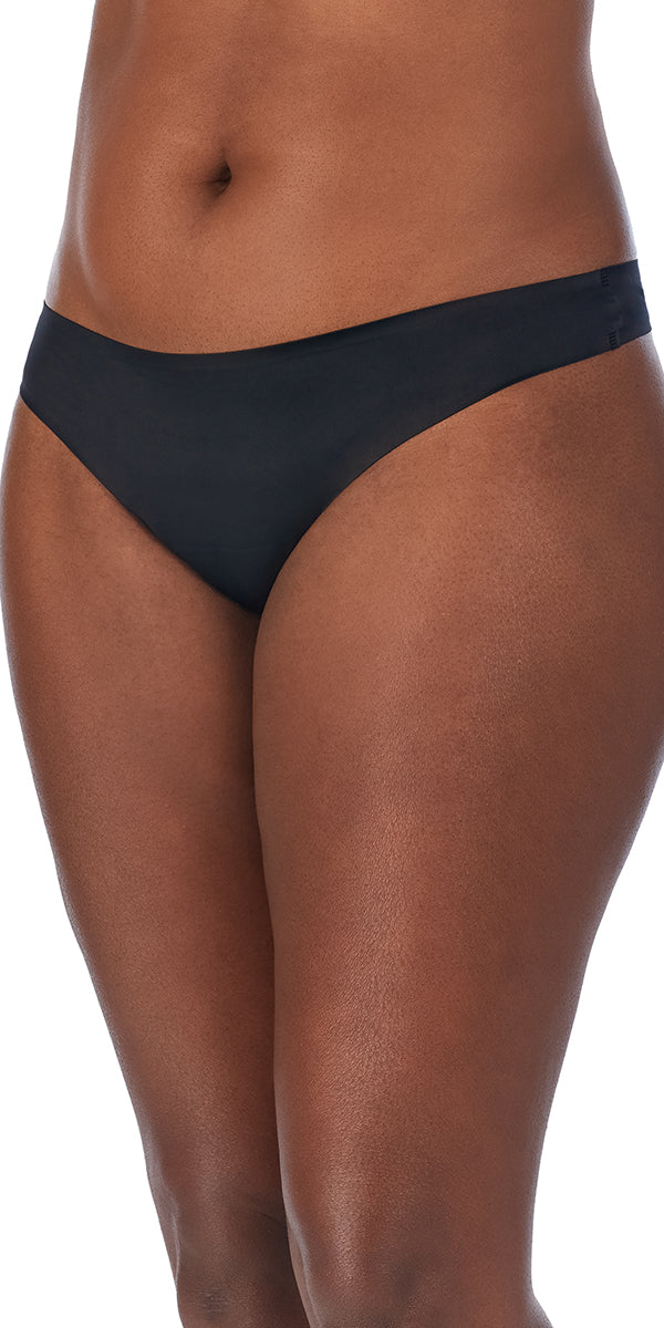 Black Heart Microfiber Lace Thong Panty Size Large Black Underwear NWT