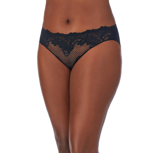 A lady wearing Lace Allure Bikini in Black