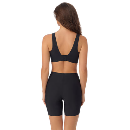 A Lady Wearing Cooling Comfort Active Wireless - Black facing back with a straight standing pose