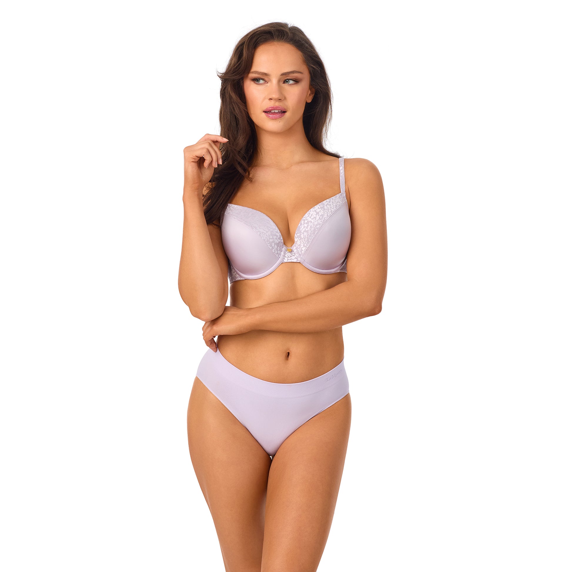 A lady wearing Safari T Shirt Bra Lilac Haze