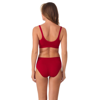 A Lady wearing Seamless Comfort Bralette - Pomegranate back view