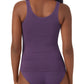 A lady wearing dark plum Seamless Comfort Tank
