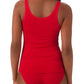 A lady wearing cherry Seamless Comfort Tank