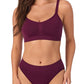 A lady wearing blackberry Seamless Comfort Bralette