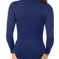 A lady wearing Seamless Comfort Long Sleeve in True Navy