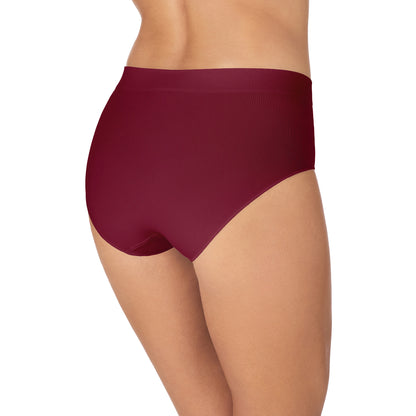 A Lady Wearing Seamless Comfort Brief - Currant posing back view