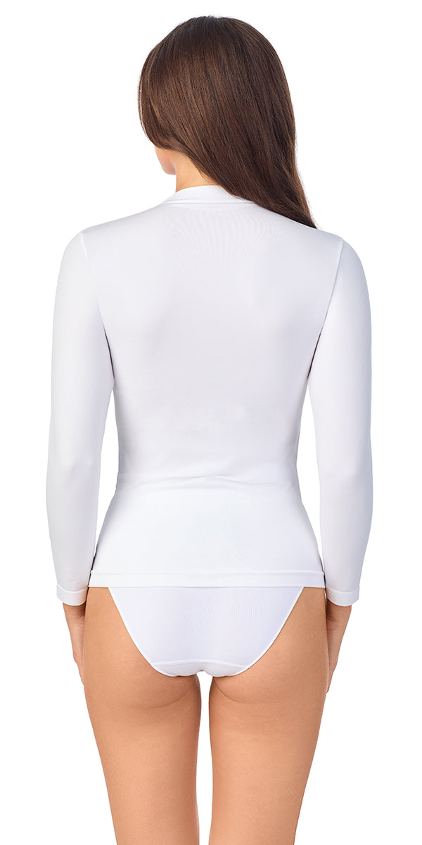 A lady wearing Seamless Comfort Long Sleeve in White