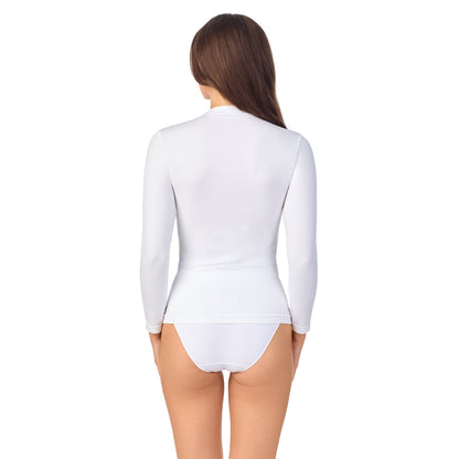 A lady wearing Seamless Comfort Long Sleeve in White