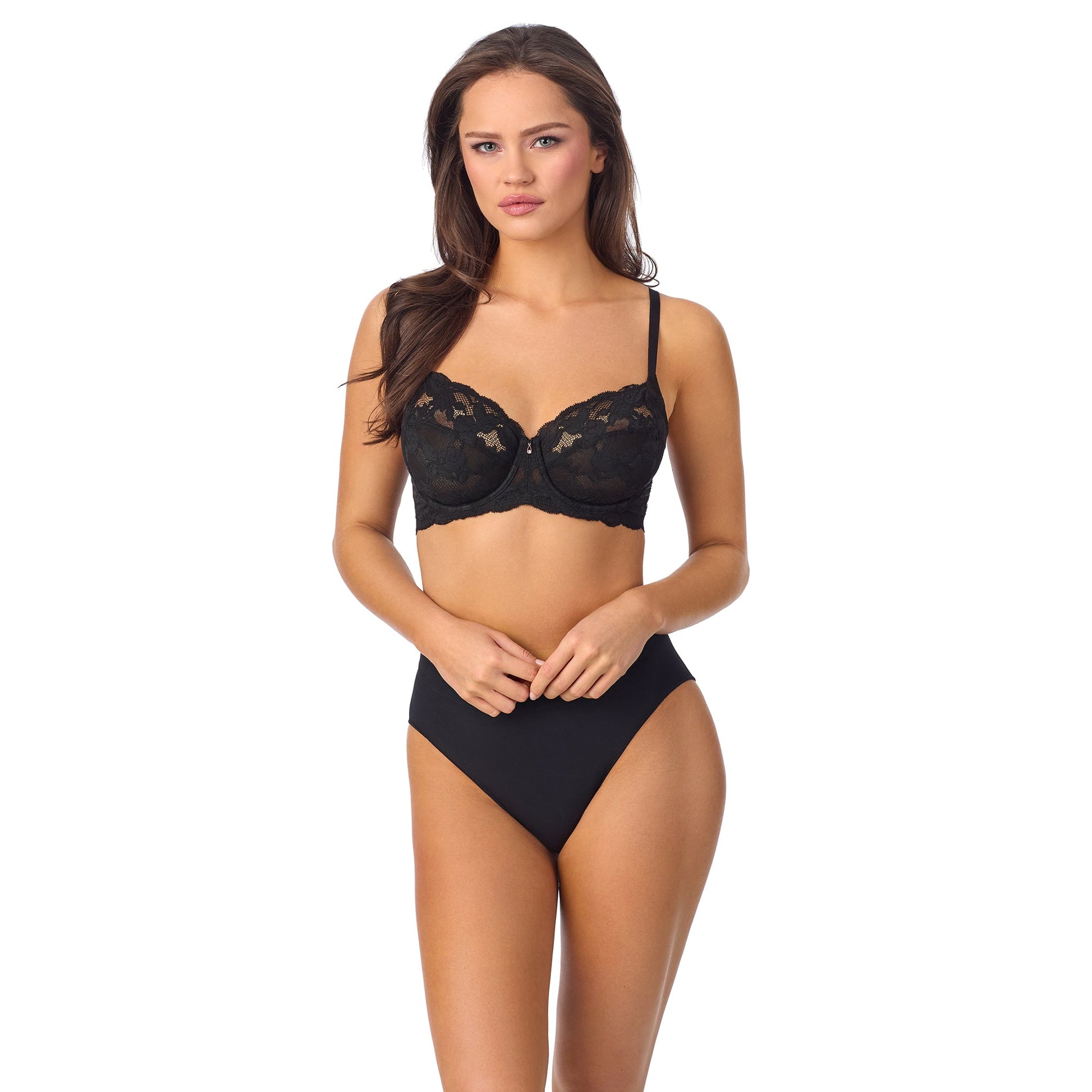 A lady wearing SoftLuxe Lace Full Fit Cut & Sew Black