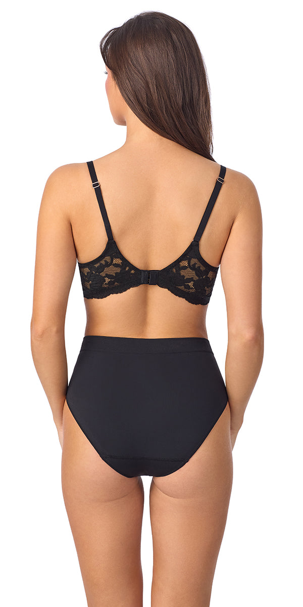 A lady wearing SoftLuxe Lace Full Fit Cut & Sew in black