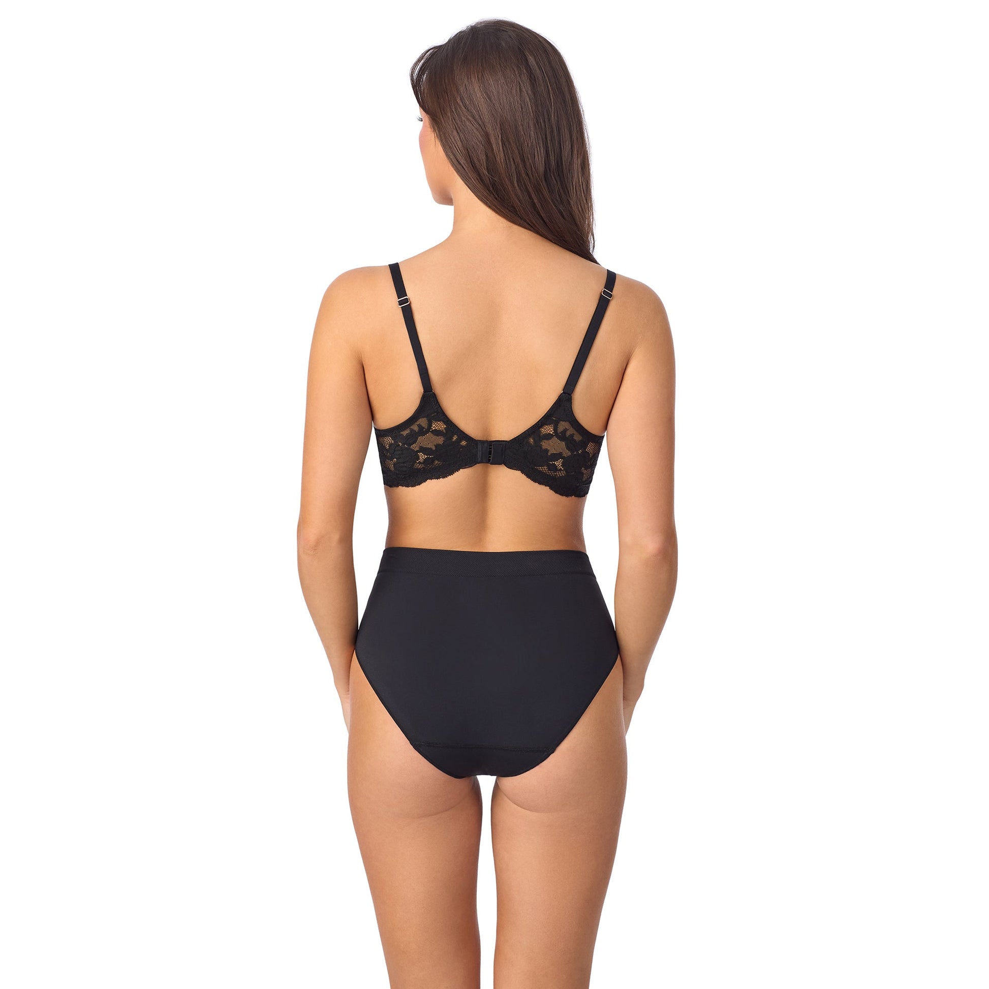 A lady wearing SoftLuxe Lace Full Fit Cut & Sew Black