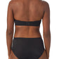 A lady wearing black Shimmer Mesh Plunge
