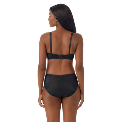 A lady wearing Shimmer Mesh Plunge in Black