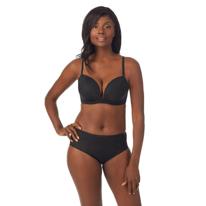 A lady wearing Shimmer Mesh Plunge in Black