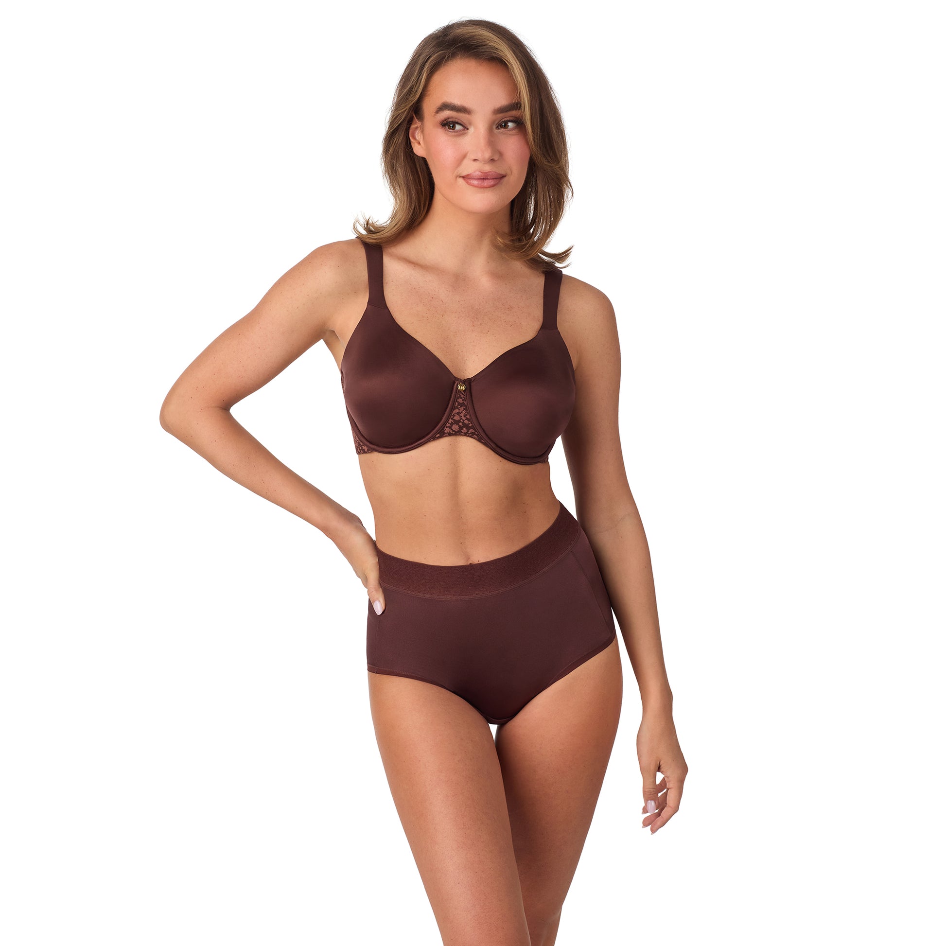 A lady wearing Safari Unlined - Deep Mahogany 