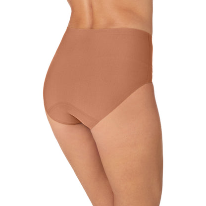 A Lady Wearing Smooth Shape Leak Resistant Brief - Caramel Back view