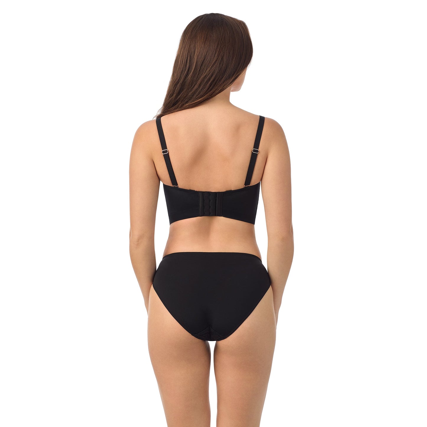 A lady wearing Lace Allure Bustier in Black