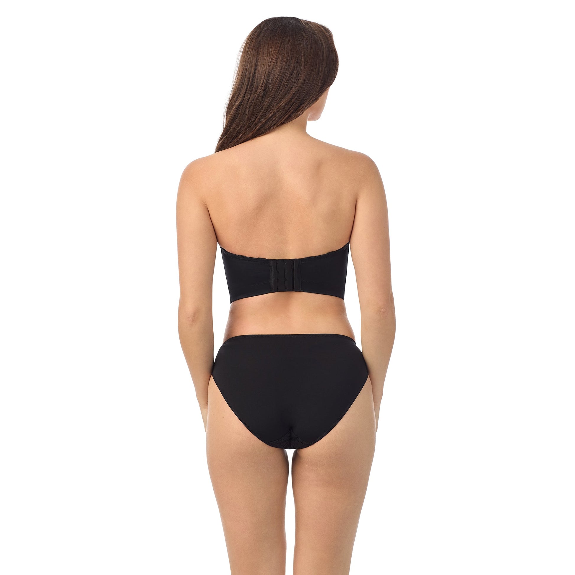 A lady wearing Lace Allure Bustier in Black