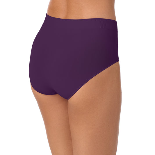 A lady wearing Seamless Comfort Brief - Aubergine back view