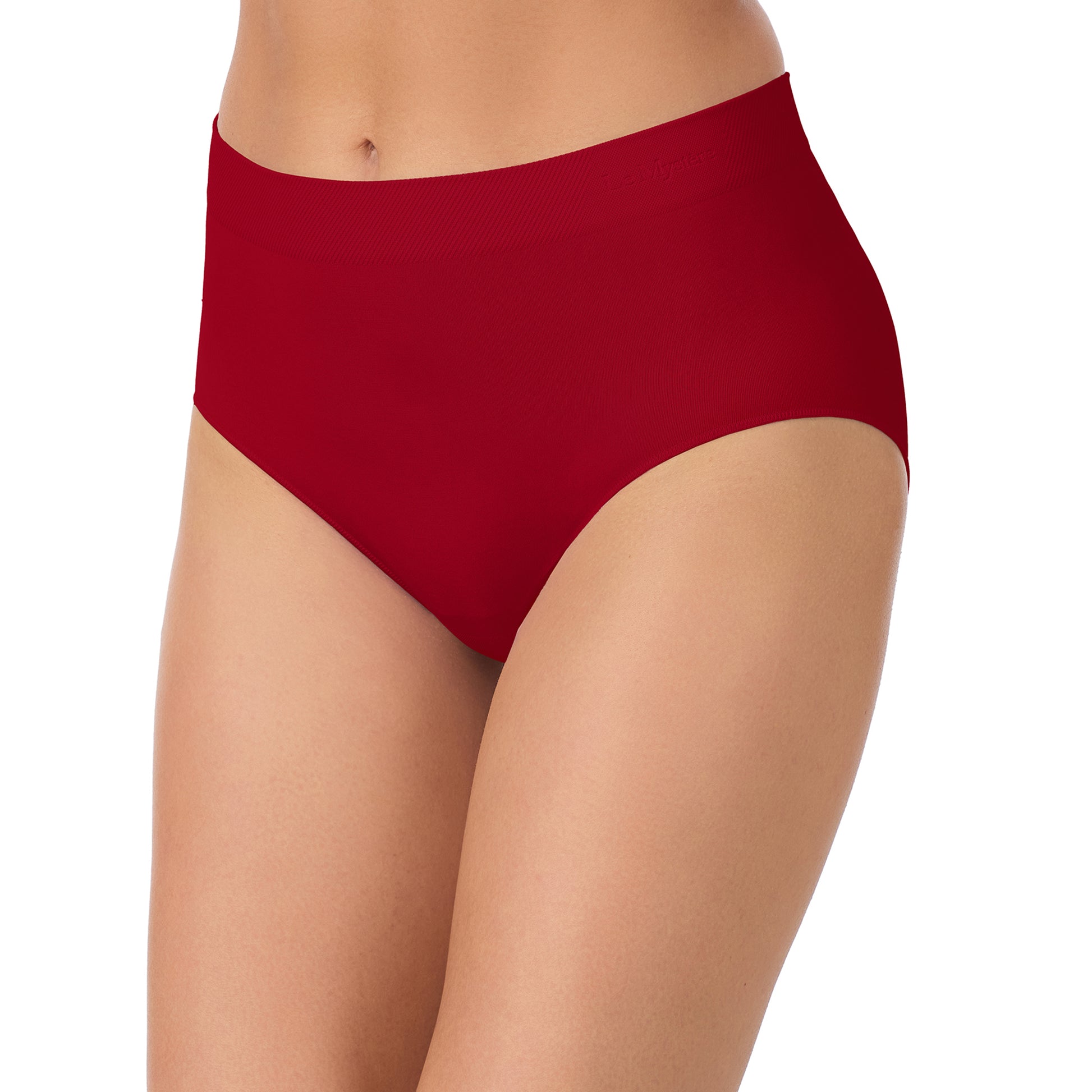 A lady wearing Seamless Comfort Brief - Pomegranate