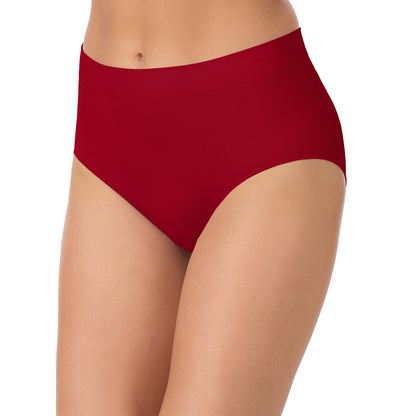 A lady wearing Seamless Comfort Brief - Pomegranate