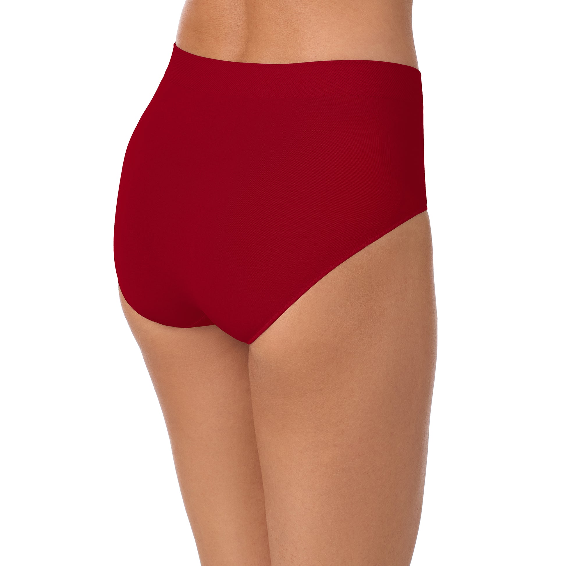 A lady wearing Seamless Comfort Brief - Pomegranate back view