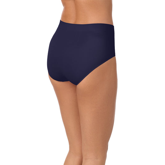 A lady wearing Seamless Comfort Brief - Dark Cobalt back view